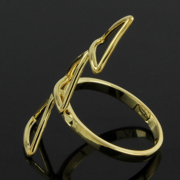 14K Yellow Gold Plt Triple Triangle Band Ring 6.5 - Picture 3 of 5